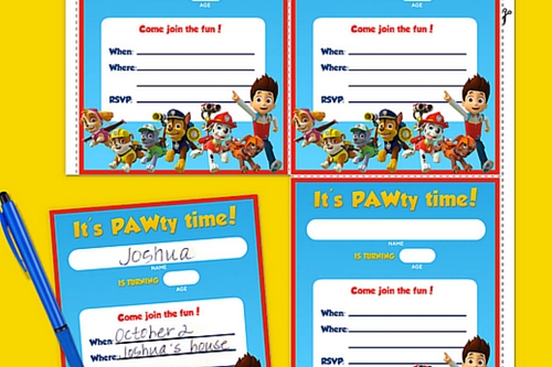 paw patrol birthday party invitations